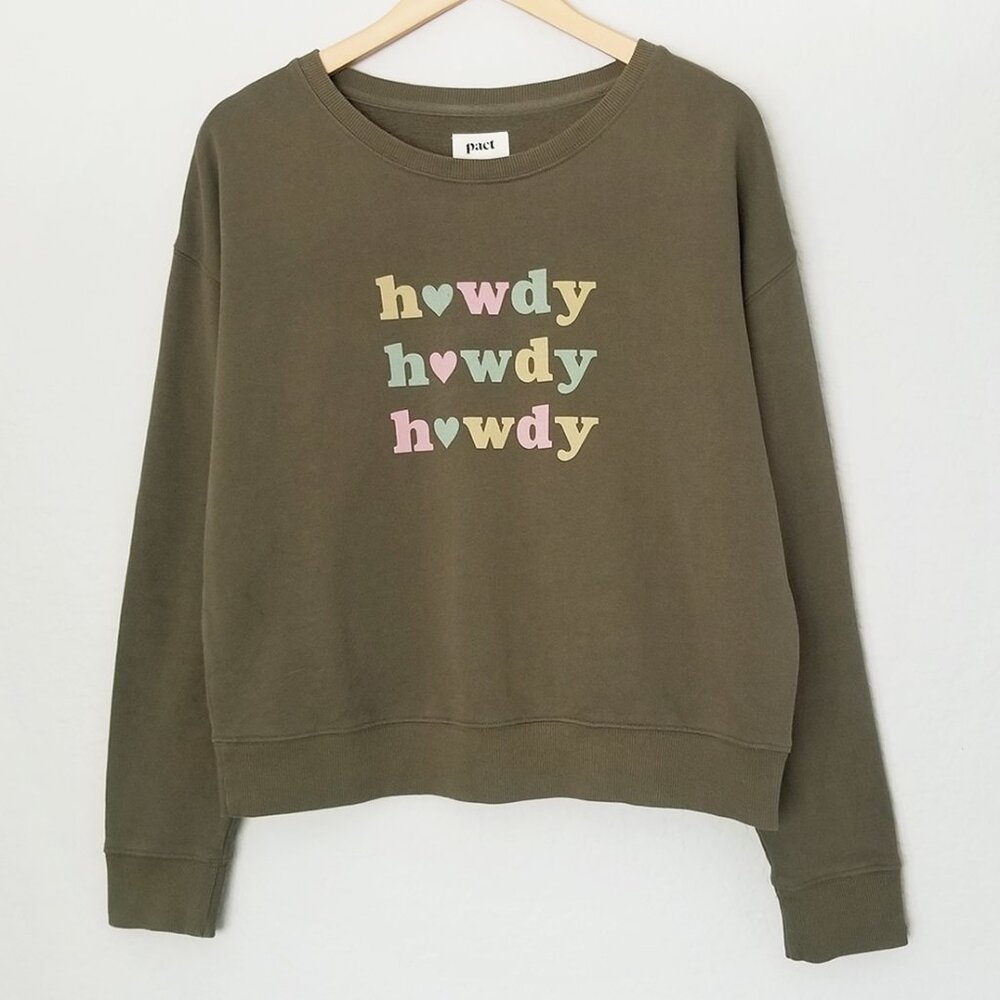 Pact Crewneck Pullover Sweatshirt 100% Organic Cotton Women's M Howdy Western